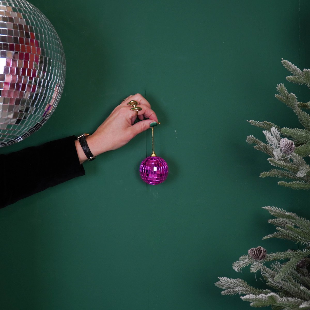Kerstdecoratie - Kersthanger - Discobal - Schuim - Set van 6 - Roze - 6x6x6cm