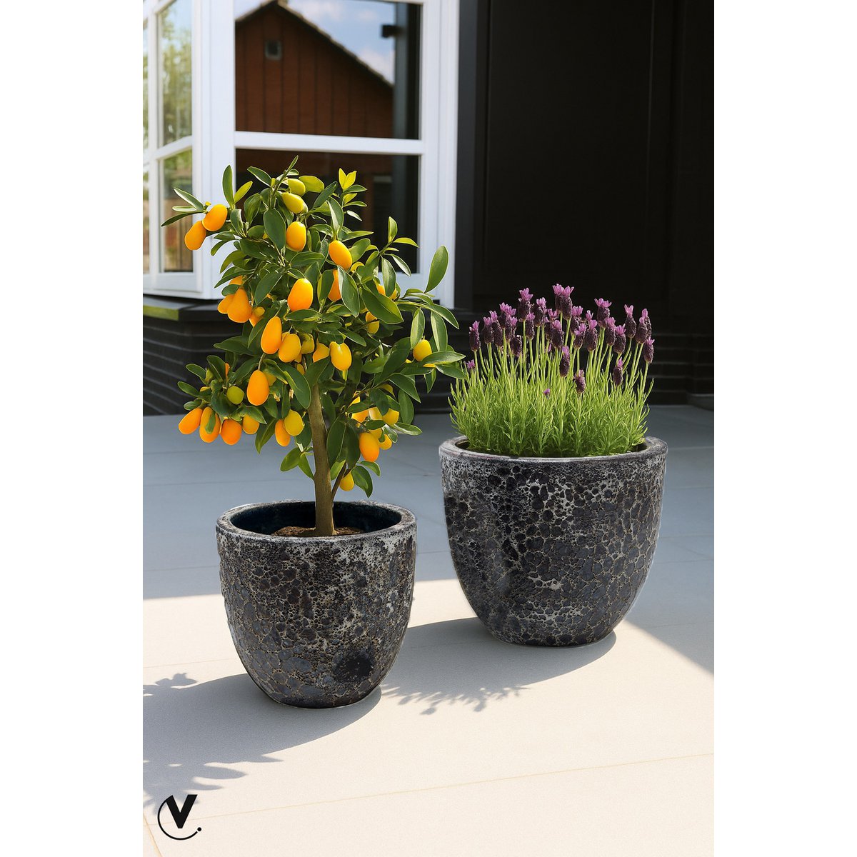 Plantenpot - Laki relic black set Ø36/25 x H34/25 cm - (set van 2 stuks)