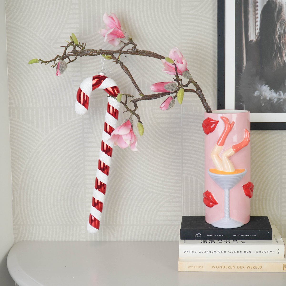 Kerstdecoratie - Zuurstok - Polystereen - Rood/Wit - 11x3x42 cm