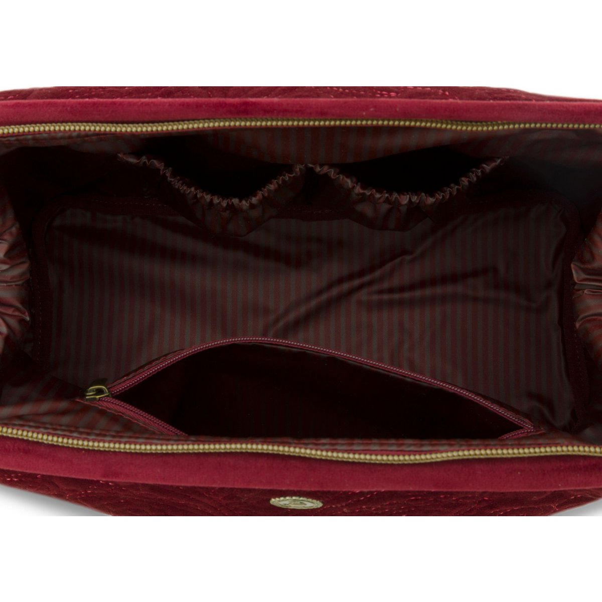 Cosmetic Purse Extra Large Velvet Quiltey Days Red