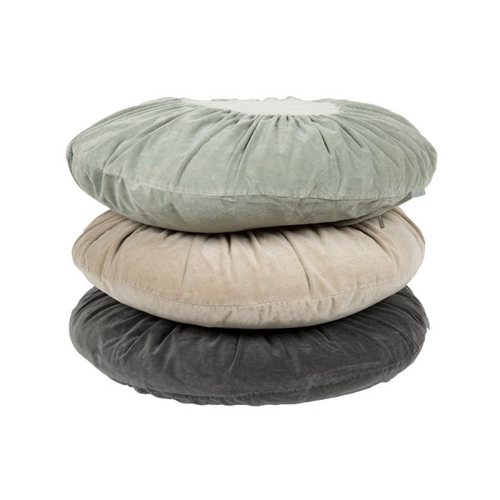 Rond Fluwelen Kussen Ruches donkergrijs 60cm