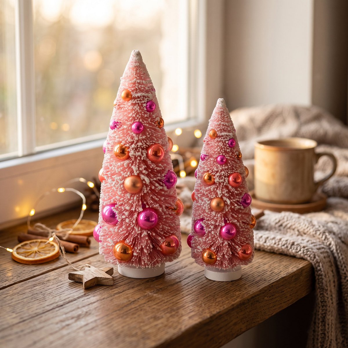 Kerstboom - Sisal/Plastic - Roze -12x31cm