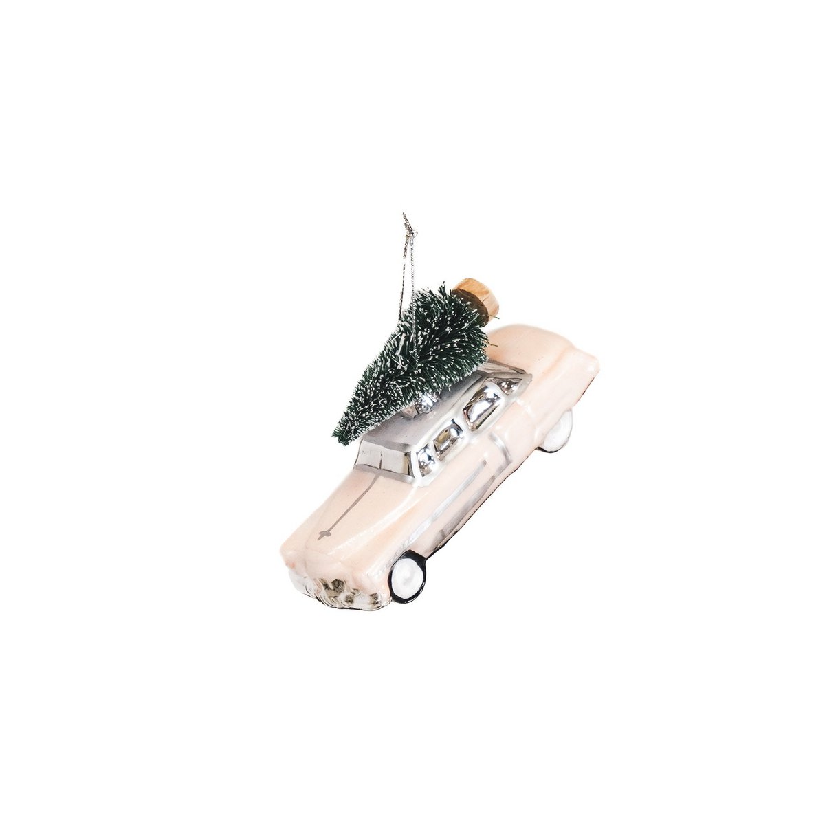 Kersthanger - Auto - Glas - Roze - 12x5x7cm