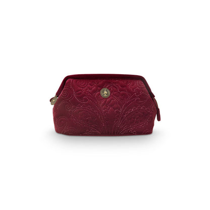 Cosmetic Purse Small Velvet Quiltey Days Red