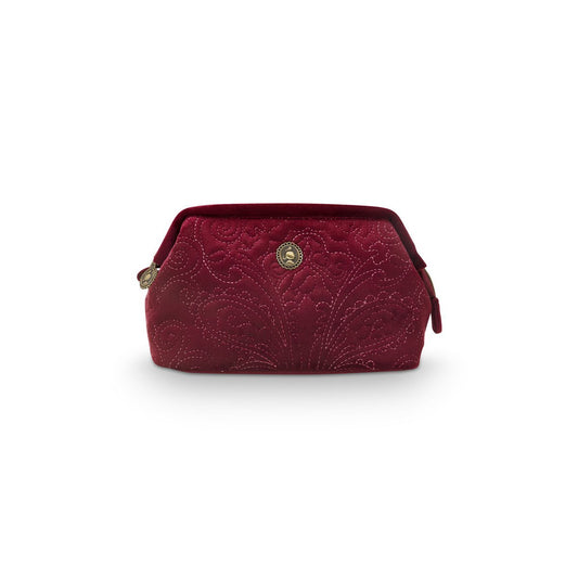 Cosmetic Purse Small Velvet Quiltey Days Red