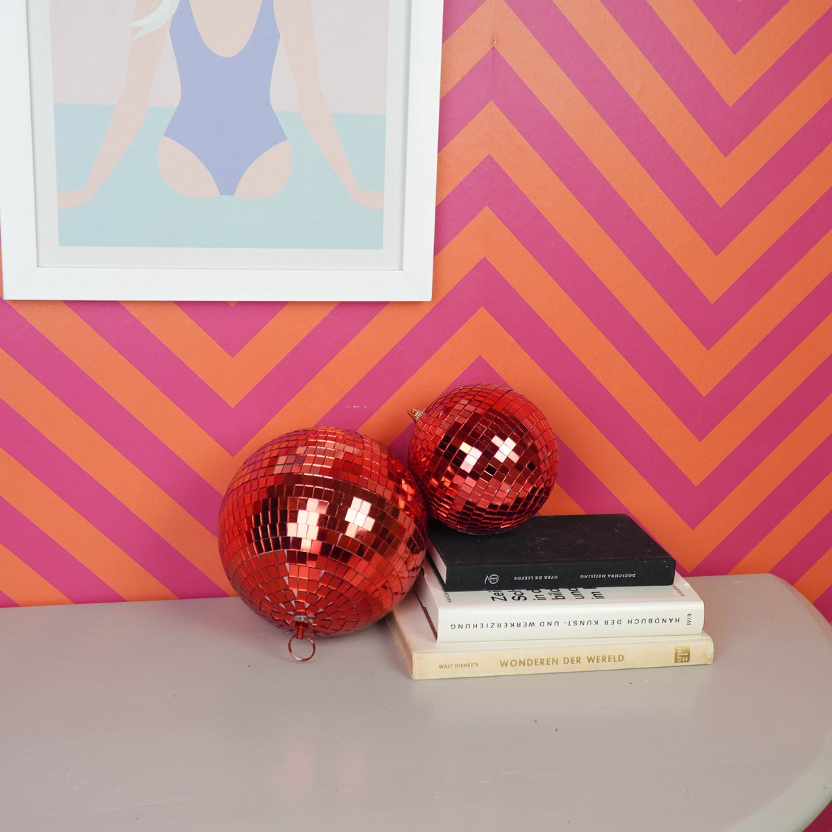 Kerstdecoratie - Kersthanger - Discobal - Schuim - Rood - 10x10x10cm