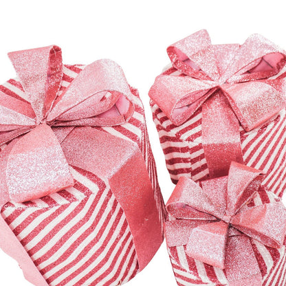 Led Kerstcadeau - S3 - Polysterene - Roze/Wit - 15/20/25cm