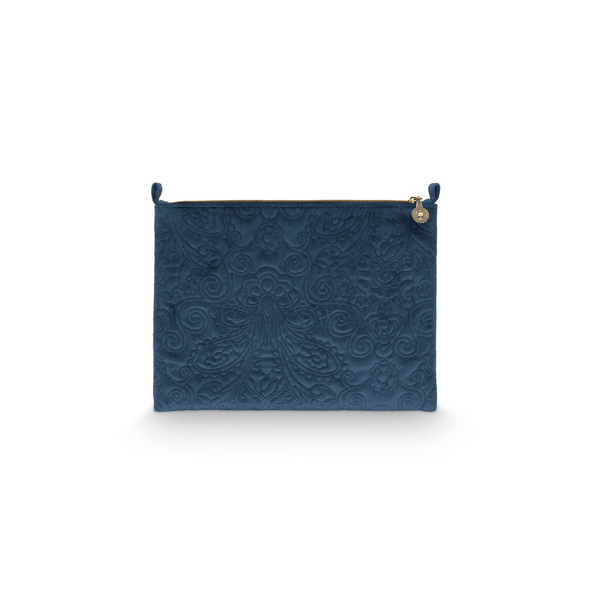 Cosmetic Flat Pouch Large Velvet Quiltey Days Blue
