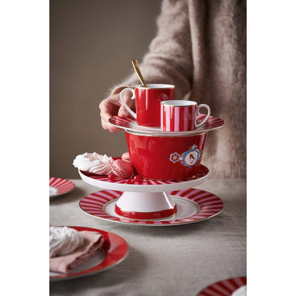 Mini Cake dienblad Love Birds Stripes Red-Pink 24cm