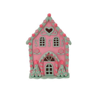 LED - Candy House - Polyresin - Roze/Mint - 13x18,5cm