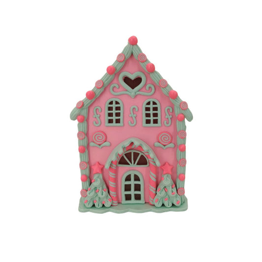 LED - Candy House - Polyresin - Roze/Mint - 13x18,5cm