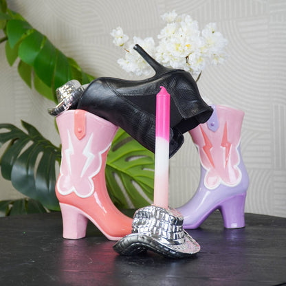 Flower Vase- Boot vase- keramiek- roze/ lilac-16,5x10.5x26,5 cm