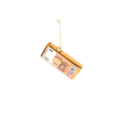 Ornament Kersthanger - 50 Eurobiljet - Glas -11,5x2x6cm