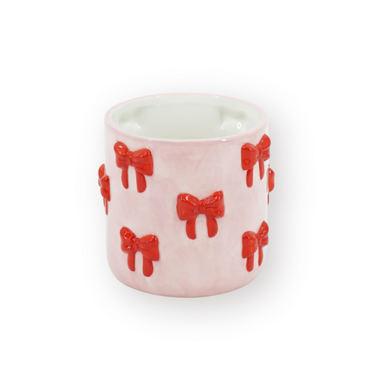 Pot - Bloempot - Strik - Licht Roze/Rood - 12,5x12,5x13cm