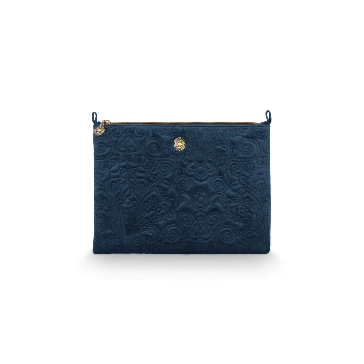 Cosmetic Flat Pouch Large Velvet Quiltey Days Blue