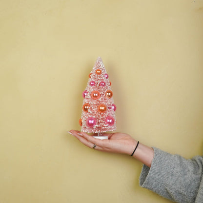 Kerstboom - Sisal/Plastic - Roze - 11x23cm