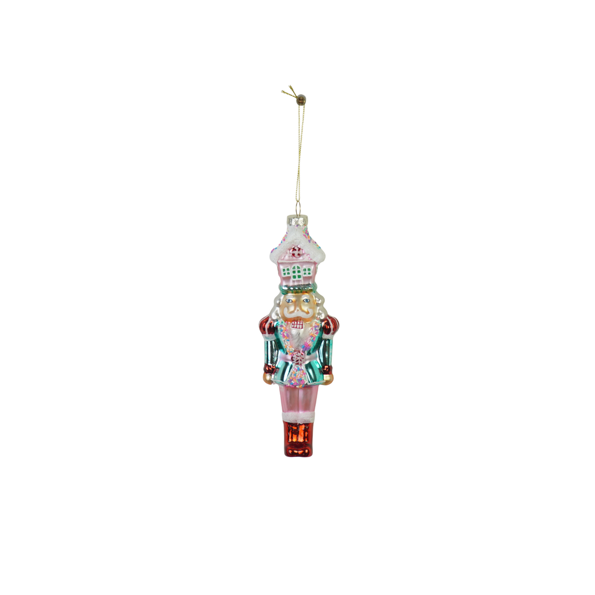Kersthanger - Notenkraker - Wit/ Roze - 5,5x4x17,5cm