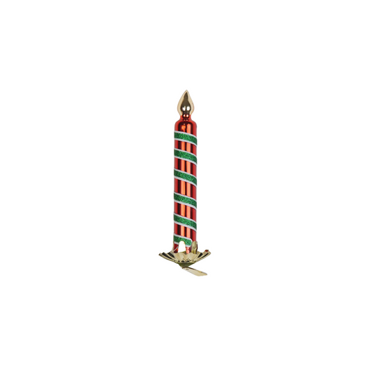Kersthanger - Kaars Pinch - Rood/ Groen - Glas - 2x2x13cm