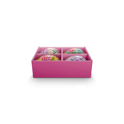 set van vier beschilderde eieren van papier-maché