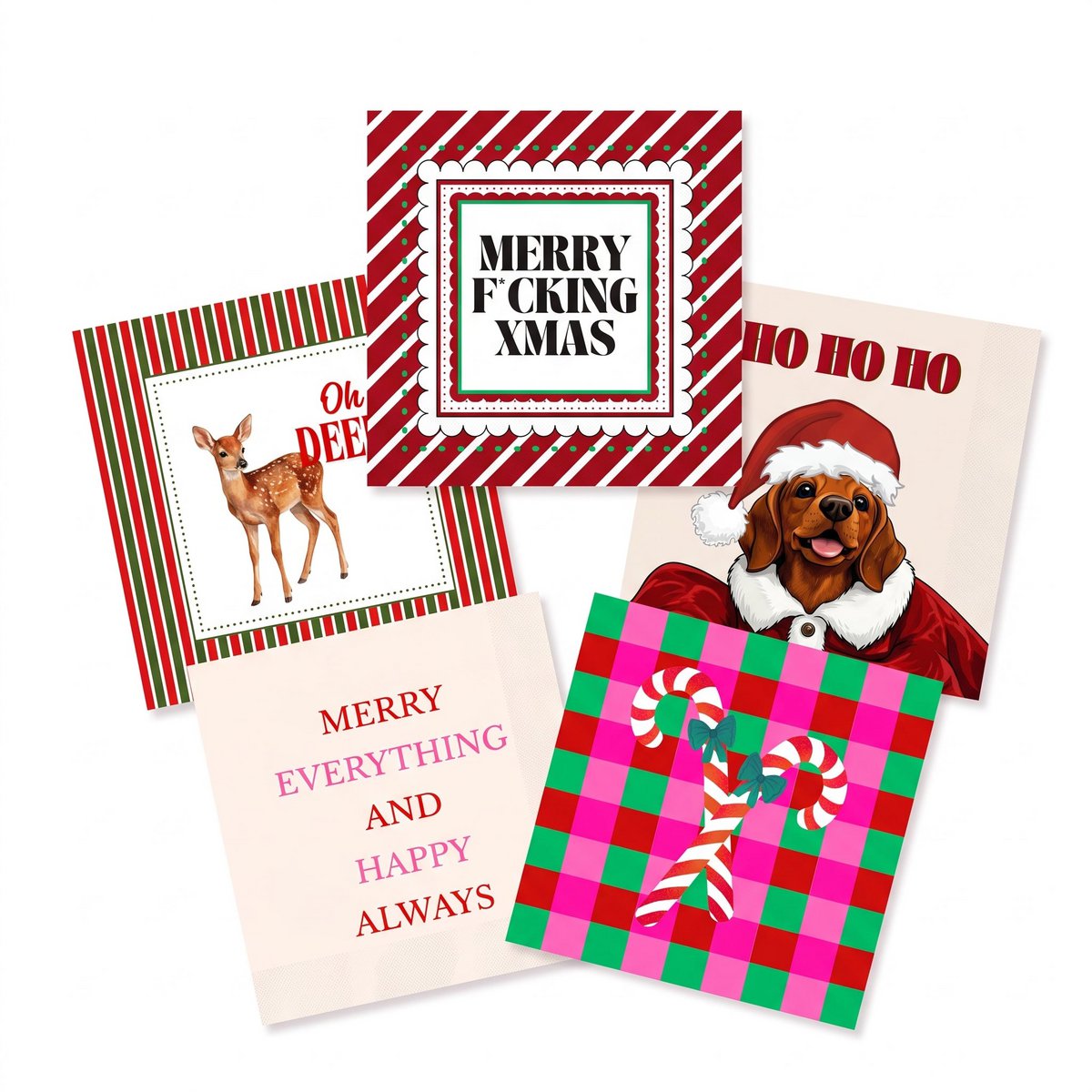 Papieren Servetten “Merry Always Happy” – FSC – 3-laags – 33x33 cm