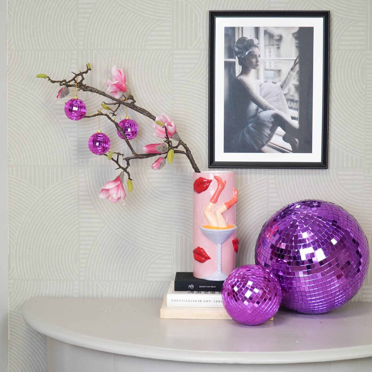 Kerstdecoratie - Kersthanger - Discobal - Schuim - Set van 6 - Roze - 6x6x6cm
