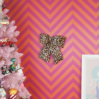 Kerstdecoratie - Strik - Panter - Fluweelachtig - 32x40cm
