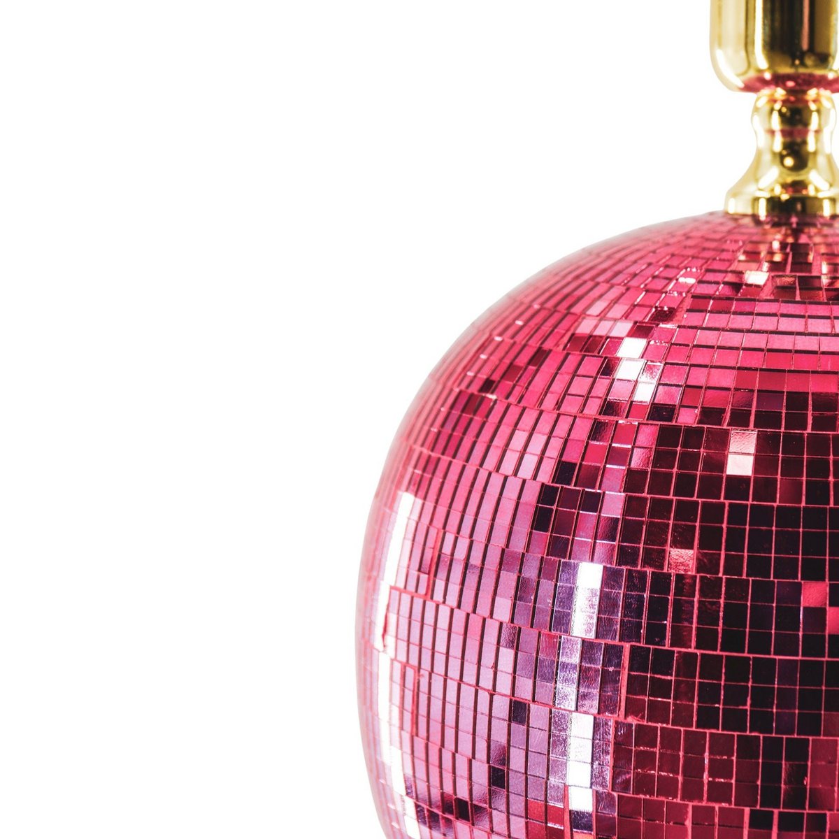 Lamp - Disco Ball - Glas - roze - 20x20x20cm