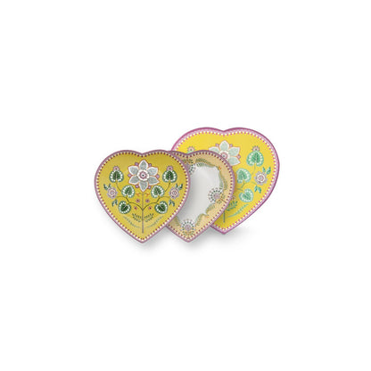 Set/2 Hartvormige borden Lily&Lotus geel