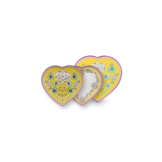 Set/2 Hartvormige borden Lily&Lotus geel