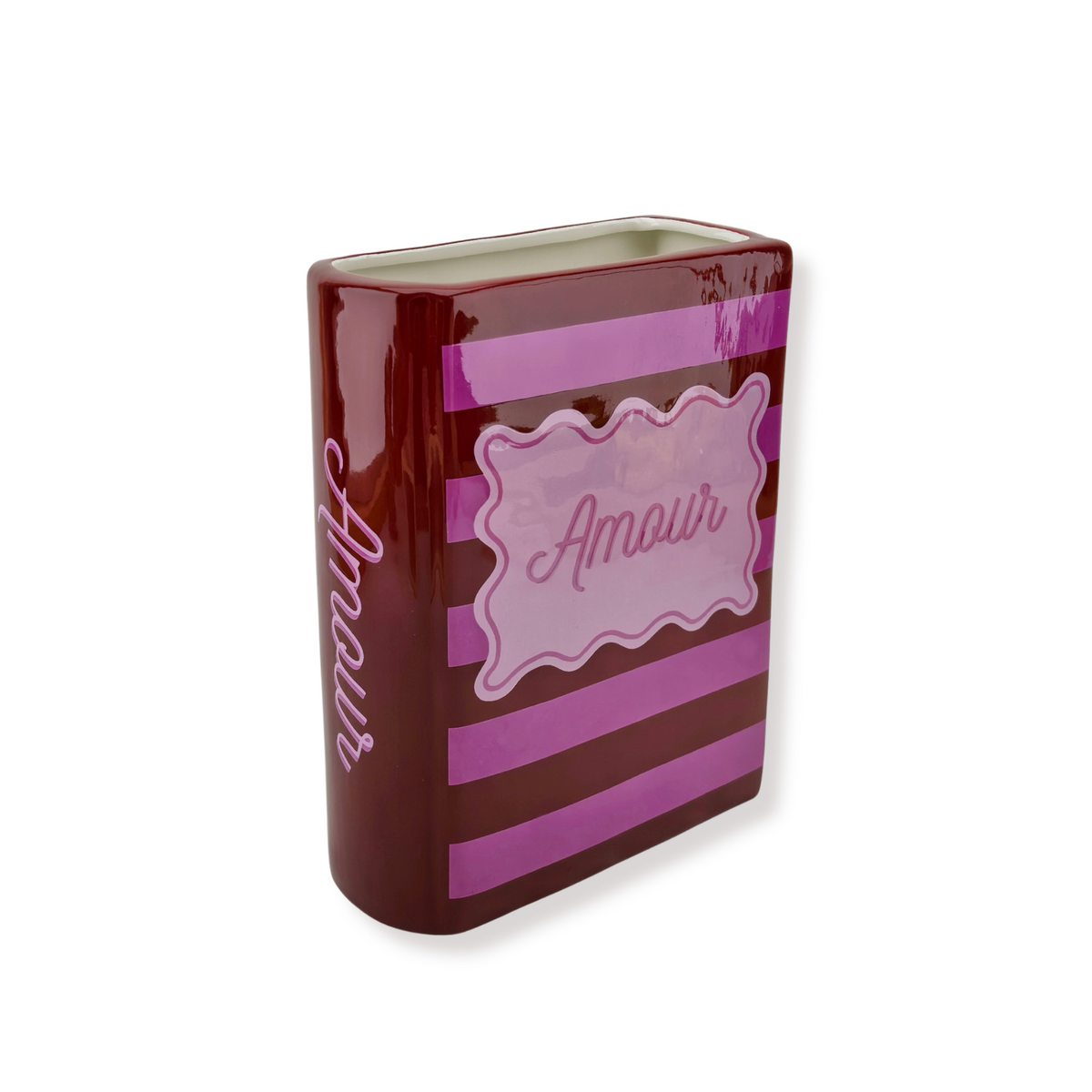 Bloemenvaas - Boekenvaas - Rood/Roze - 16,5x7,5x21,5cm