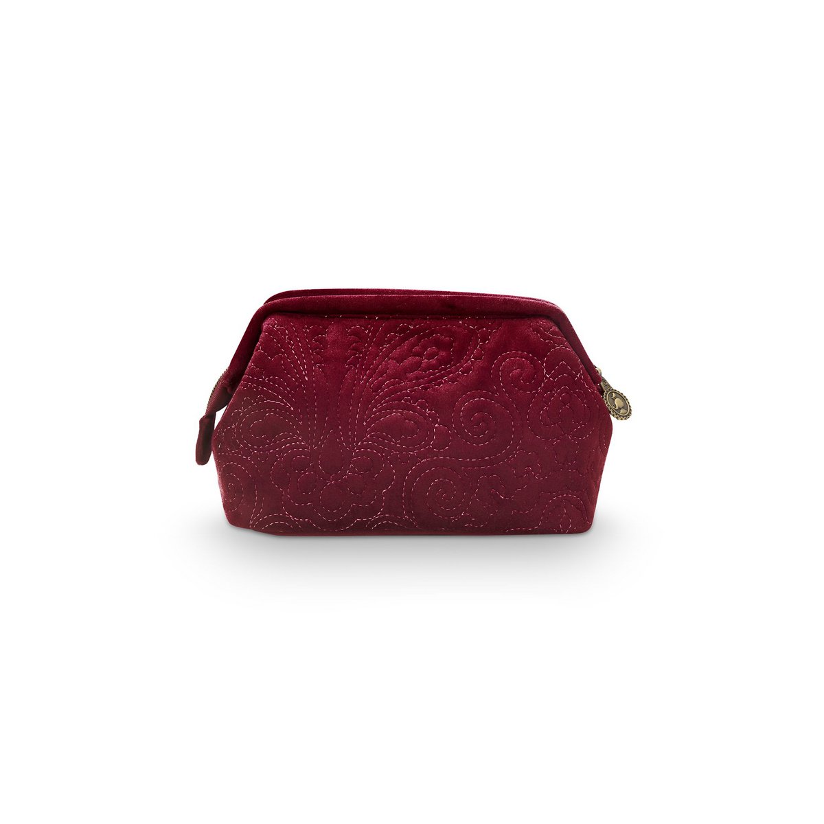 Cosmetic Purse Small Velvet Quiltey Days Red