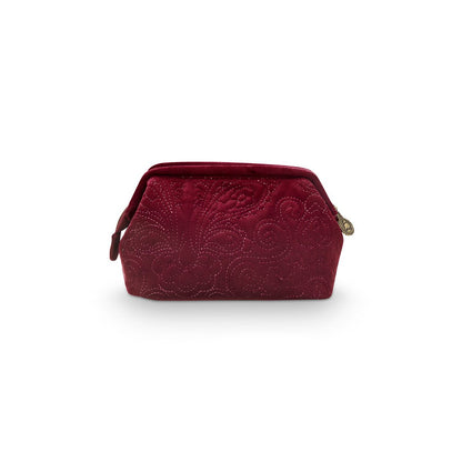 Cosmetic Purse Small Velvet Quiltey Days Red