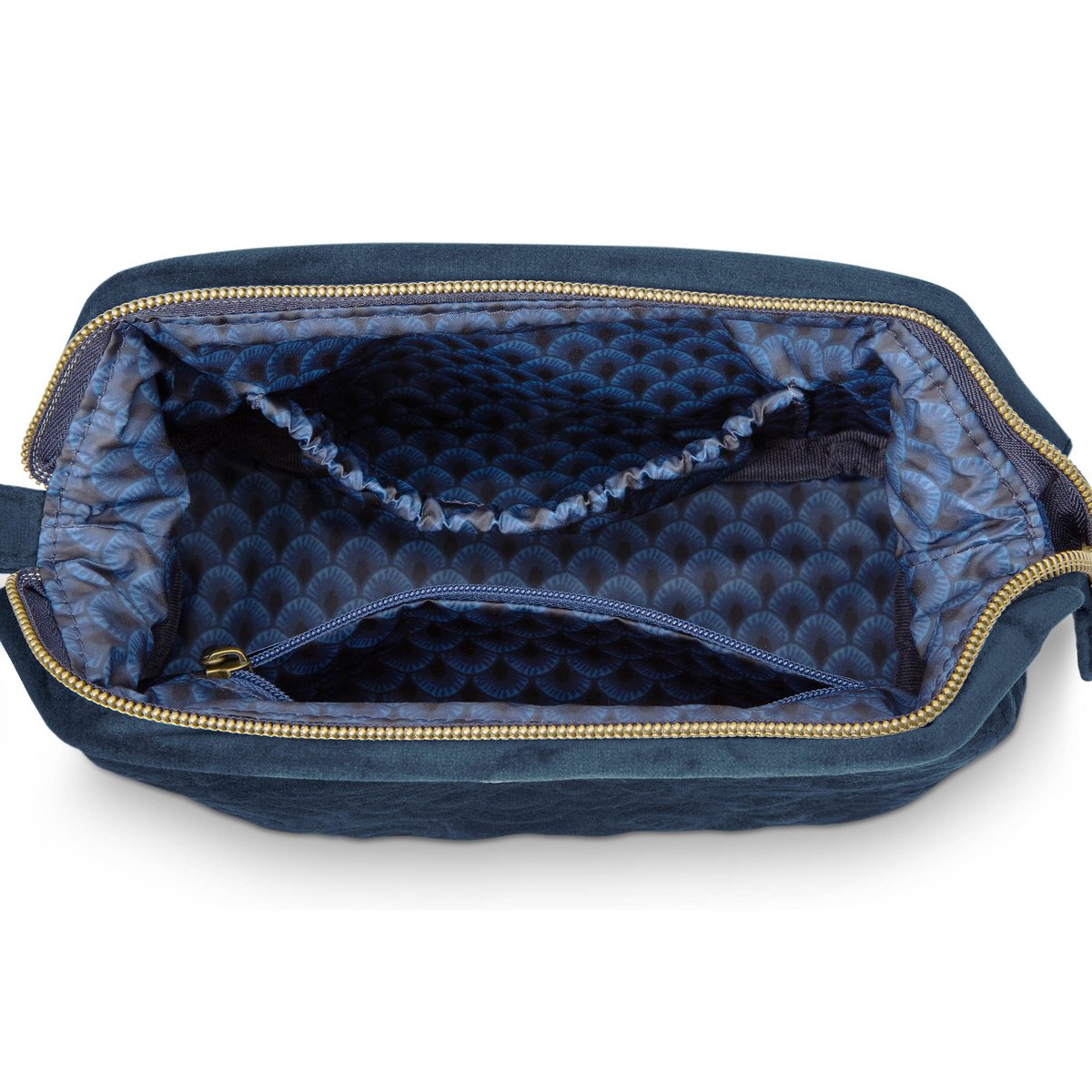 Cosmetic Purse Small Velvet Quiltey Days Blue