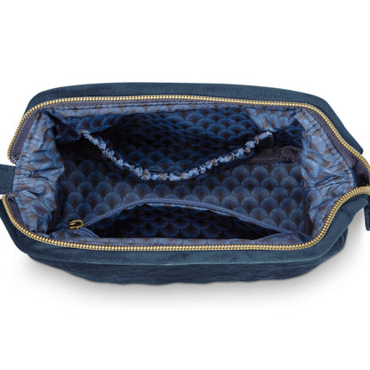 Cosmetic Purse Small Velvet Quiltey Days Blue