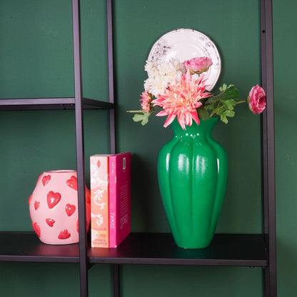 Flower Vase-geplooide vase-ceramic-groen- 16,5x16,5x29,5 cm