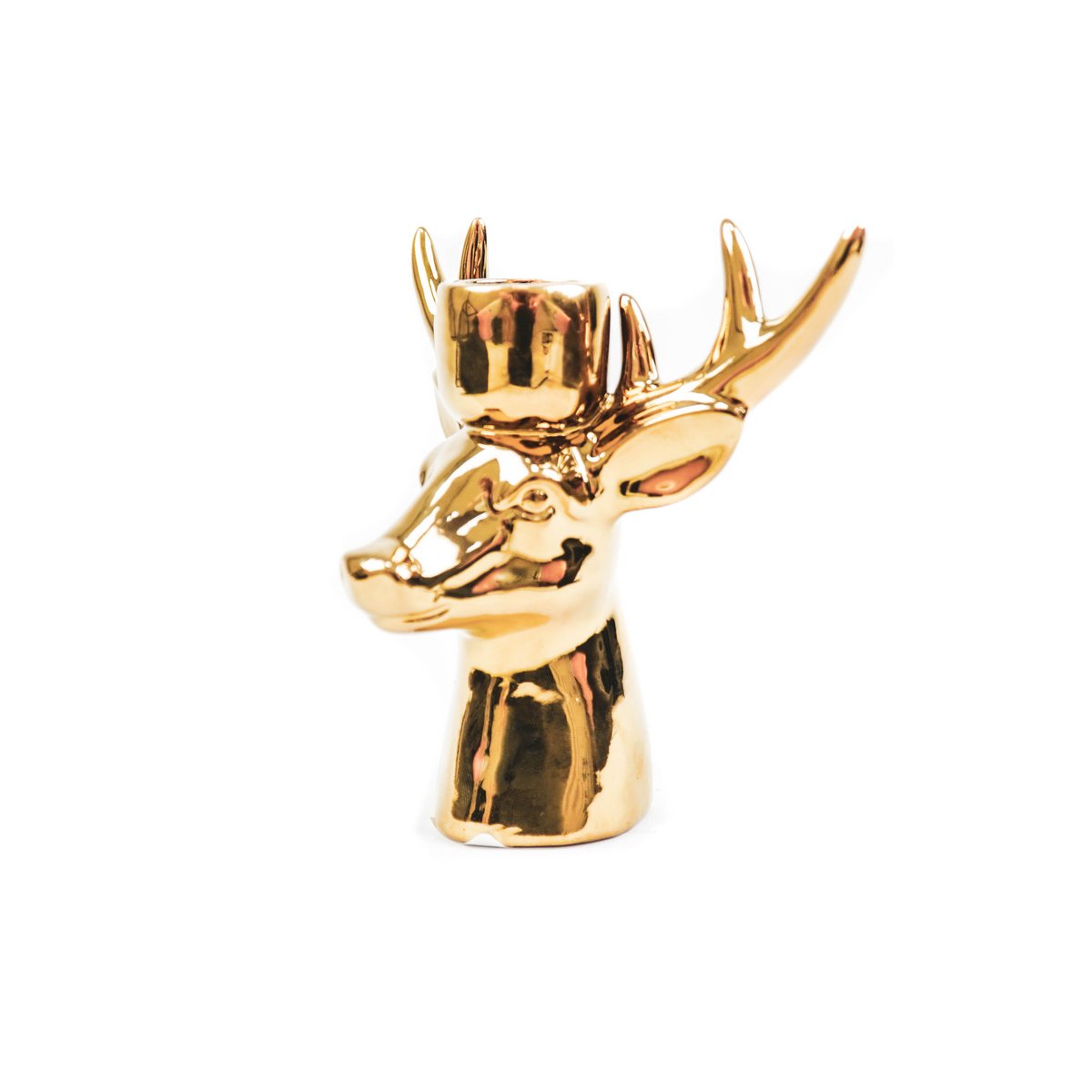 Kaarshouder - Rendier - Keramiek - Goud - 16x9x16,5cm