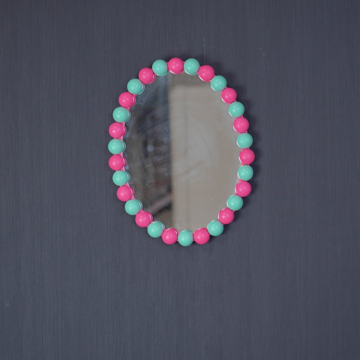 Spiegel - Ovaal - Bubbels - Neon Roze/Mint - 29x22,5cm