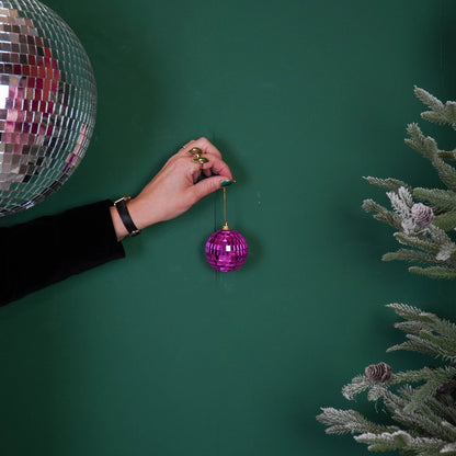 Kerstdecoratie - Kersthanger - Discobal - Schuim - Set van 6 - Roze - 6x6x6cm