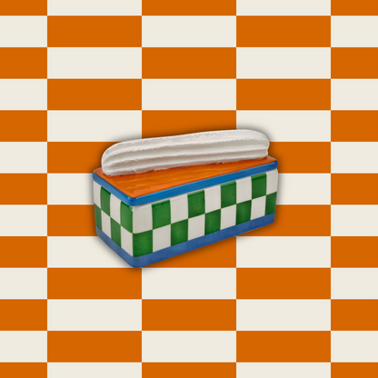 Voorraadpot - Tompouche - Groen/Oranje - 14x6x6cm