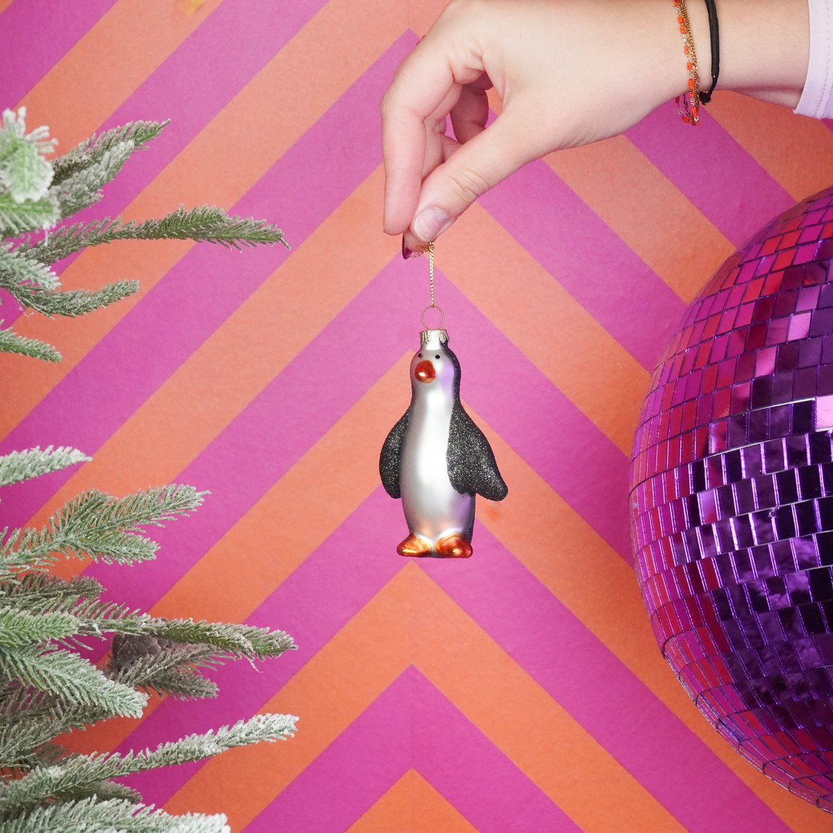 Kersthanger - Pinguïn - Glas - Zwart - 6x3,5x10cm