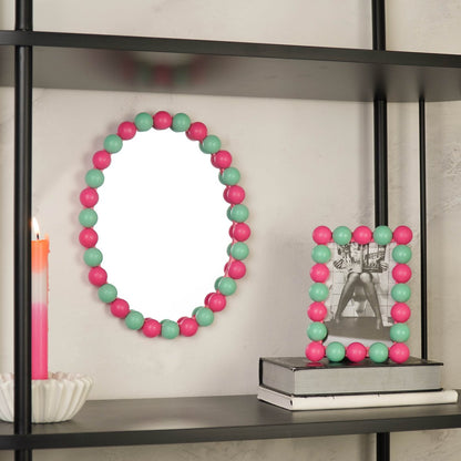 Spiegel - Ovaal - Bubbels - Neon Roze/Mint - 29x22,5cm