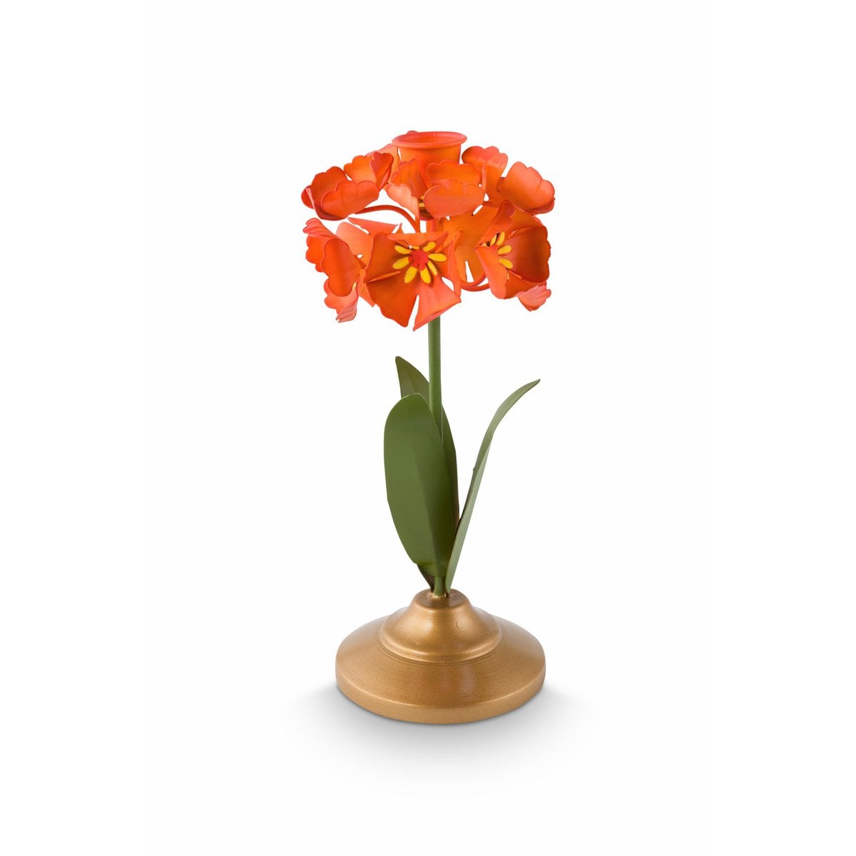 Kandelaar houder metaal bloem oranje