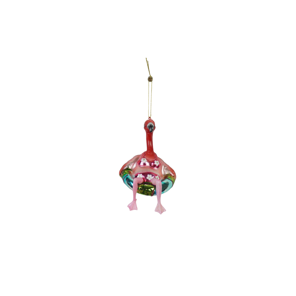Kersthanger -Flamingo in bikini - Roze - 7,5x7,5x11,5cm