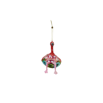 Kersthanger -Flamingo in bikini - Roze - 7,5x7,5x11,5cm