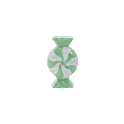 Flower Vase- toffee snoep-ceramic-lilac/ mint- 12x6,5x20cm