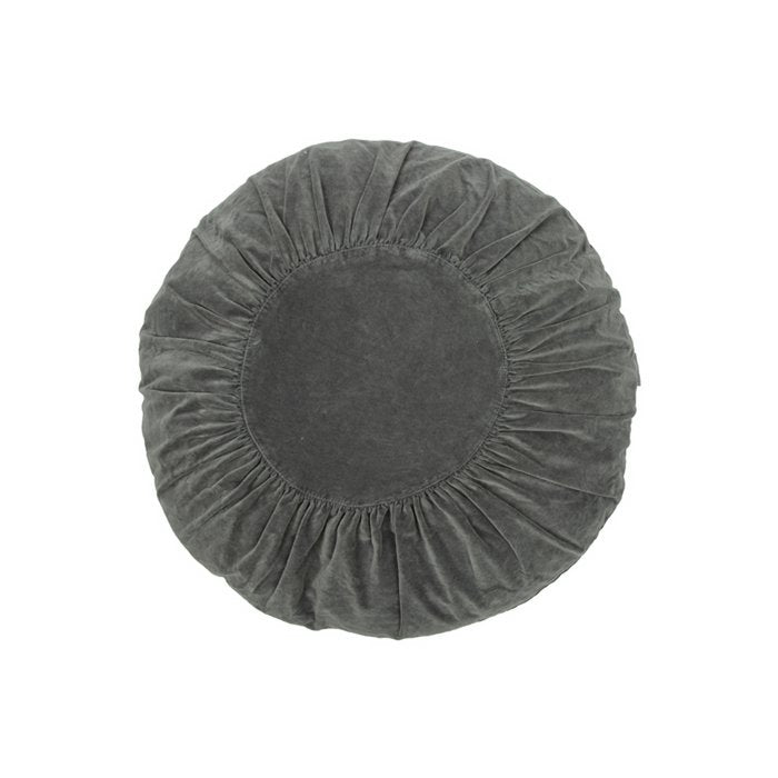 Rond Fluwelen Kussen Ruches donkergrijs 60cm