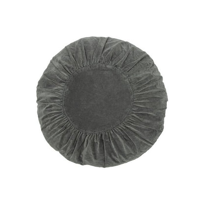 Rond Fluwelen Kussen Ruches donkergrijs 60cm