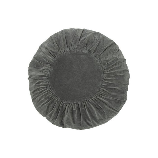 Rond Fluwelen Kussen Ruches donkergrijs 60cm