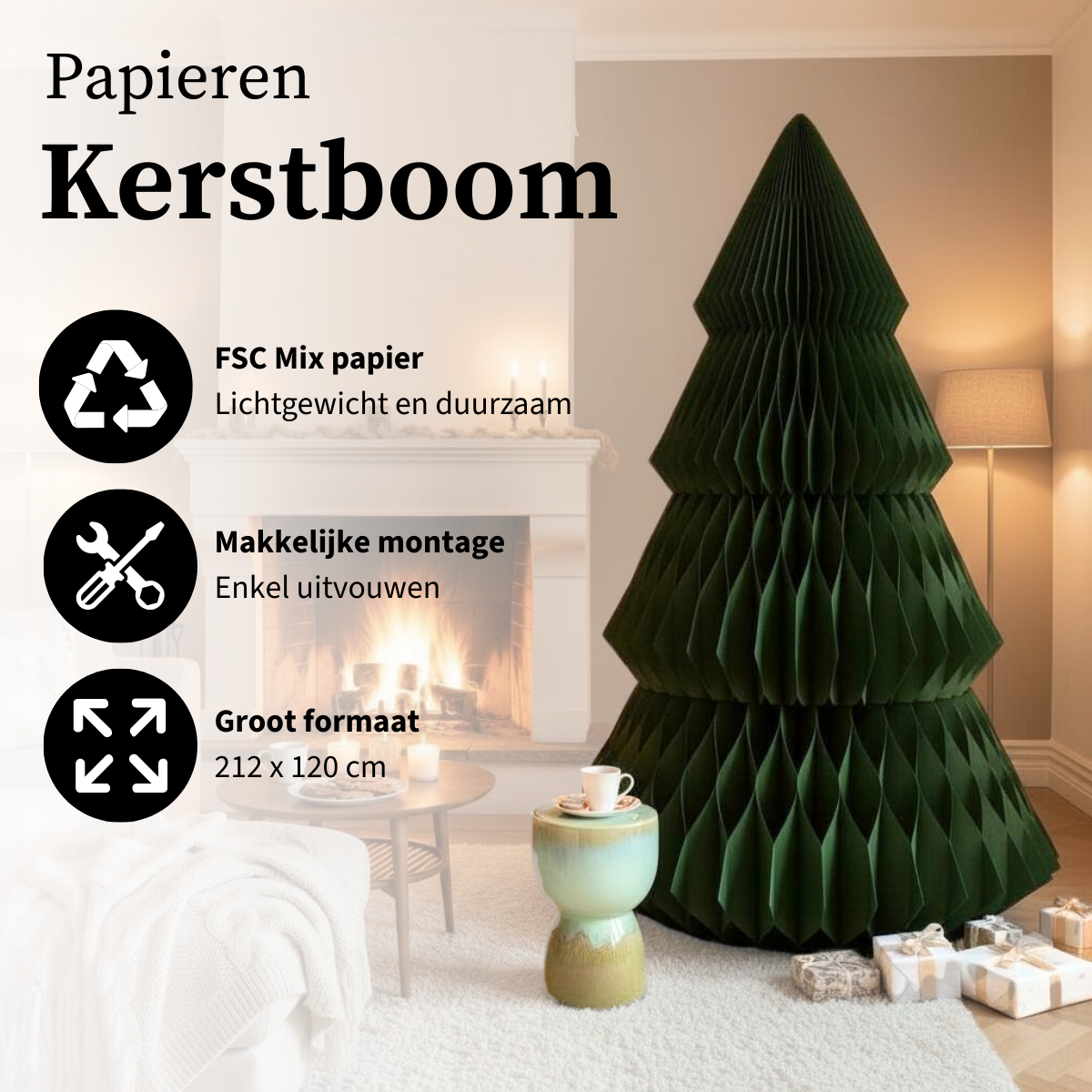 Decoratieve kerstboom  Donkergroen