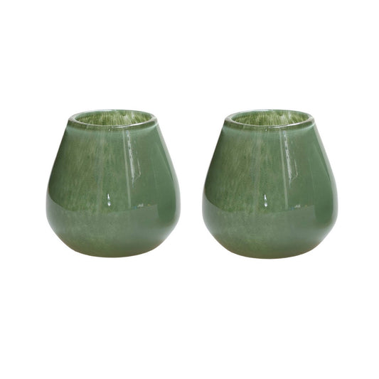 Waxinelichthouder - Tasman Elite XS green Ø12,5 x H11,5 cm (set van 2 stuks)